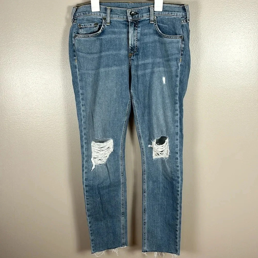 Rag & Bone Dre Light Wash Jeans | Distressed Slim Fit Women’s Denim 29” Inseam